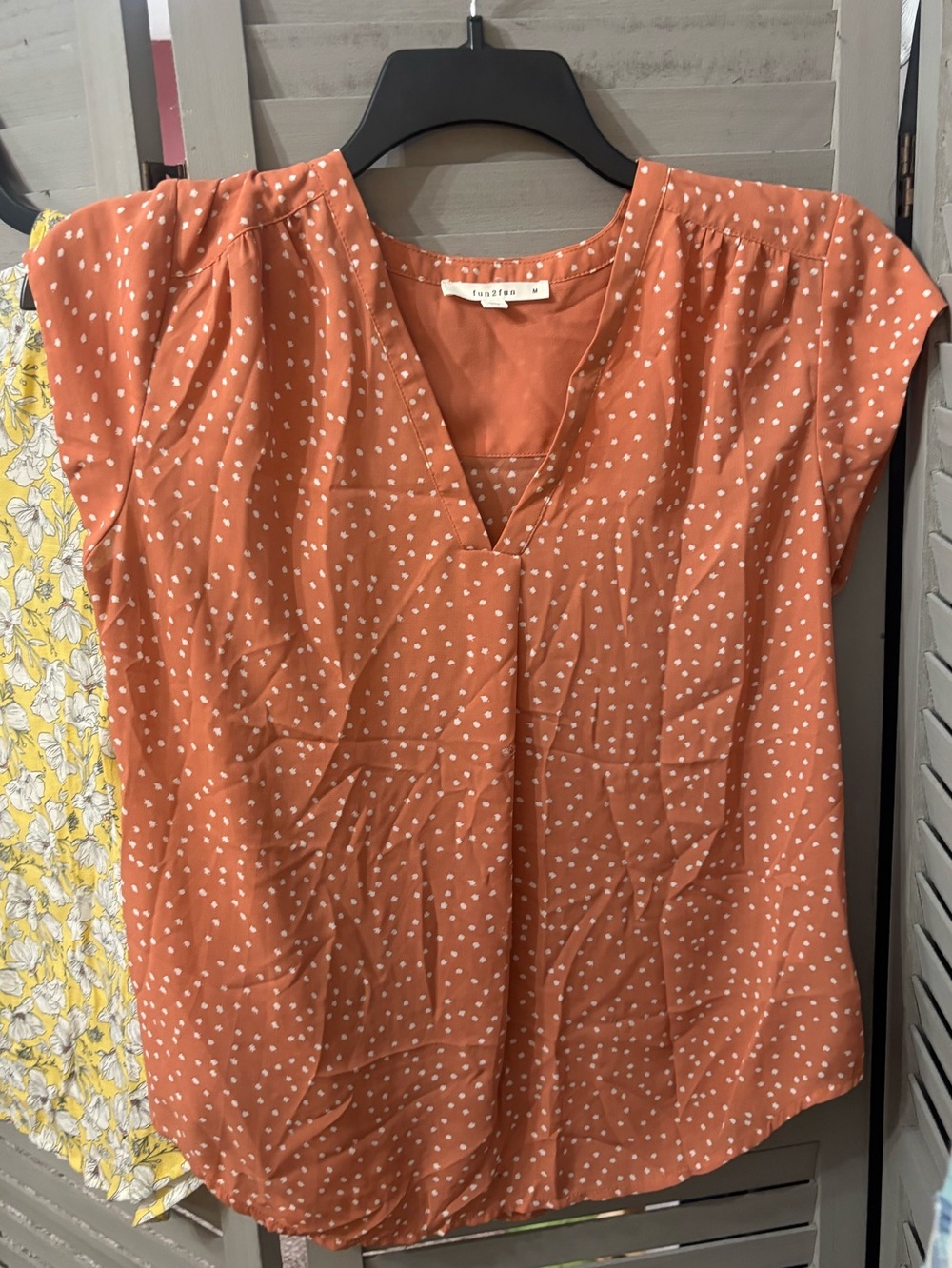 fun2fun Polka Dot Blouse in Orange & White Like New